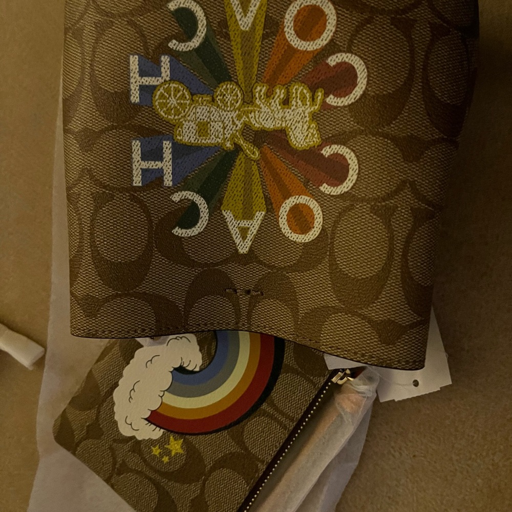NWT! Coach Signature Rainbow Mini bucket bag 3 set - Picture 13 of 14